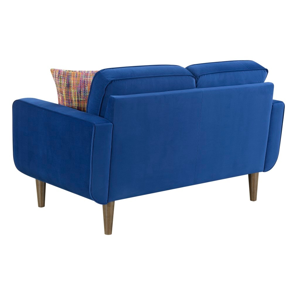 Wallace & Bay - Holland Bold Blue Loveseat with Velvet Upholstery, Wood Legs, And Track Arms - U510411 veiw 6