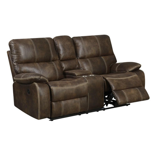 Wallace & Bay - Hooper Dark Brown Reclining Loveseat with Dual Recliners, Hidden Storage, And USB Charging Station - U510474 veiw 1