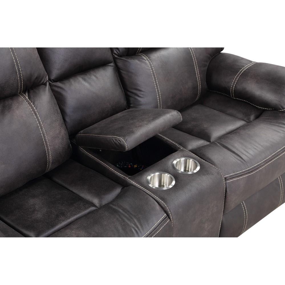 Wallace & Bay - Hooper Dark Gray Reclining Loveseat with Dual Recliners, Hidden Storage, And USB Charging Station - U510473 veiw 3