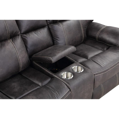 Wallace & Bay - Hooper Dark Gray Reclining Loveseat with Dual Recliners, Hidden Storage, And USB Charging Station - U510473 veiw 3