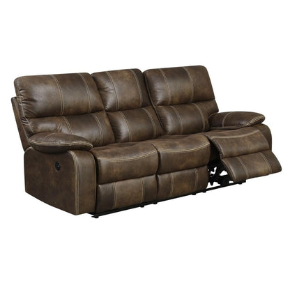 Wallace & Bay - Hooper Dark Brown 85in Reclining Sofa with Dual Recliners, Microsuede Upholstery, And USB Charging Station - U510472 veiw 1
