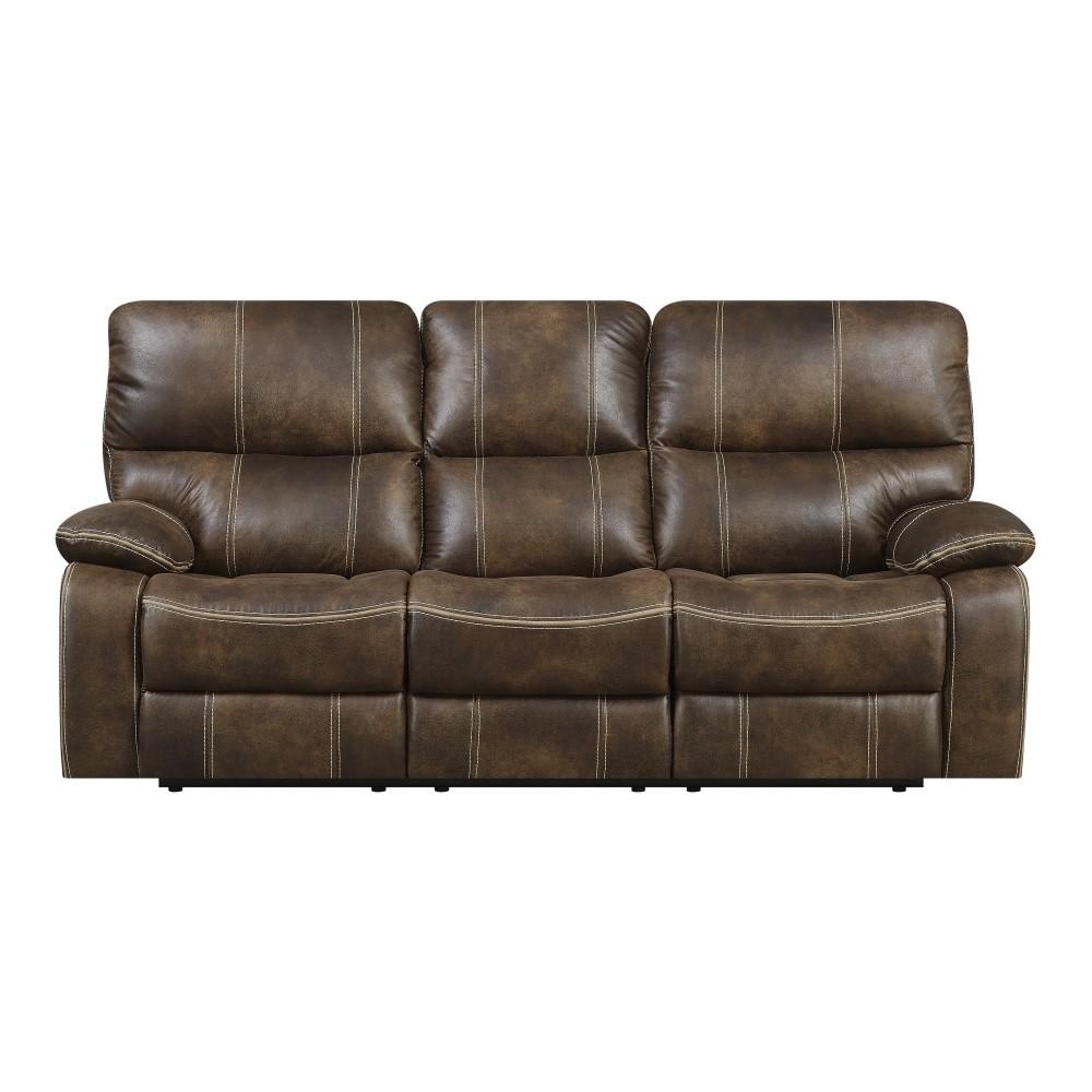 Wallace & Bay - Hooper Dark Brown 85in Reclining Sofa with Dual Recliners, Microsuede Upholstery, And USB Charging Station - U510472 veiw 3