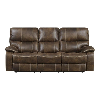 Wallace & Bay - Hooper Dark Brown 85in Reclining Sofa with Dual Recliners, Microsuede Upholstery, And USB Charging Station - U510472 veiw 3