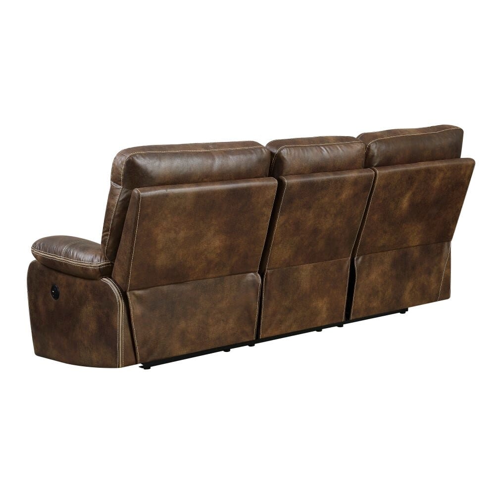 Wallace & Bay - Hooper Dark Brown 85in Reclining Sofa with Dual Recliners, Microsuede Upholstery, And USB Charging Station - U510472 veiw 4