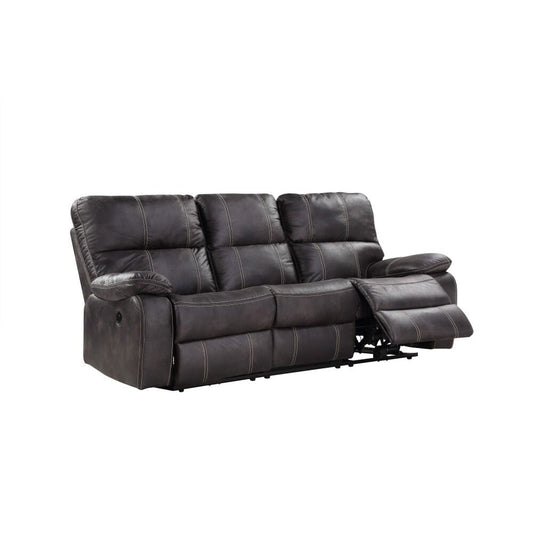 Wallace & Bay - Hooper Dark Gray 85in Reclining Sofa with Dual Recliners, Microsuede Upholstery, And USB Charging Station - U510471 veiw 1
