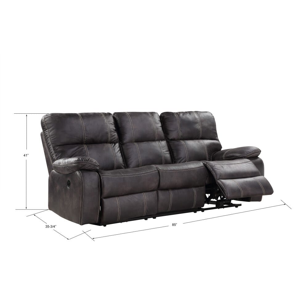 Wallace & Bay - Hooper Dark Gray 85in Reclining Sofa with Dual Recliners, Microsuede Upholstery, And USB Charging Station - U510471 veiw 2