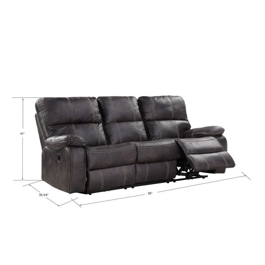 Wallace & Bay - Hooper Dark Gray 85in Reclining Sofa with Dual Recliners, Microsuede Upholstery, And USB Charging Station - U510471 veiw 2