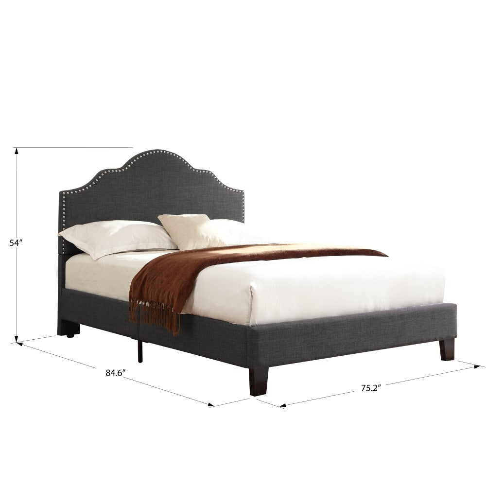 Wallace & Bay - Kirby Cockatoo Gray Cal King Upholstered Bed with Nailhead, Padded Headboard, And Platform-Style Base - B510043 veiw 2