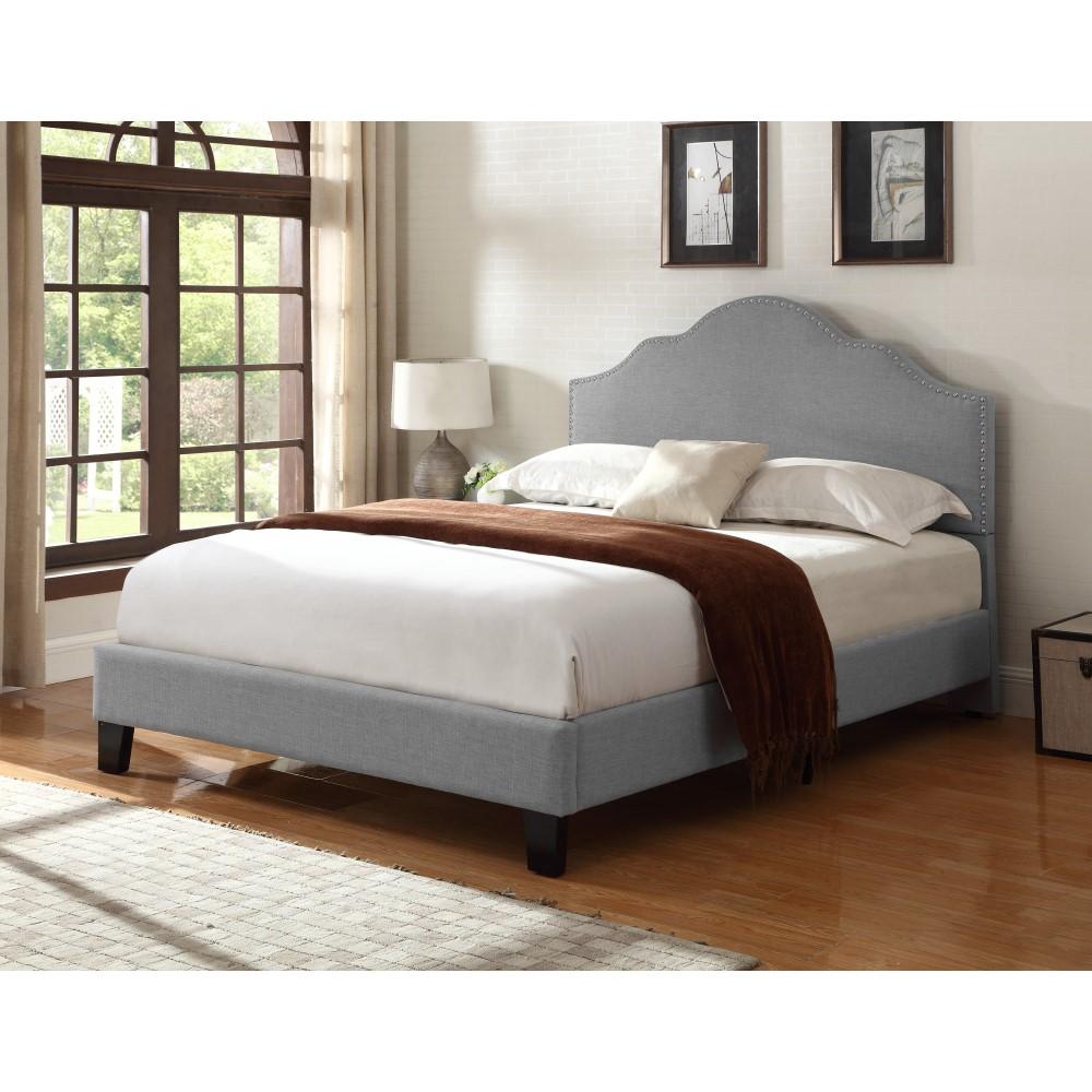 Wallace & Bay - Kirby Dove Gray Cal King Upholstered Bed with Nailhead, Padded Headboard, And Platform-Style Base - B510042 veiw 3