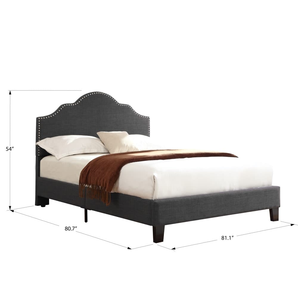 Wallace & Bay - Kirby Cockatoo Gray King Upholstered Bed with Nailhead, Padded Headboard, And Platform-Style Base - B510041 veiw 2