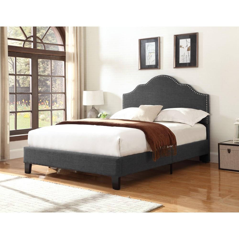 Wallace & Bay - Kirby Cockatoo Gray King Upholstered Bed with Nailhead, Padded Headboard, And Platform-Style Base - B510041 veiw 3