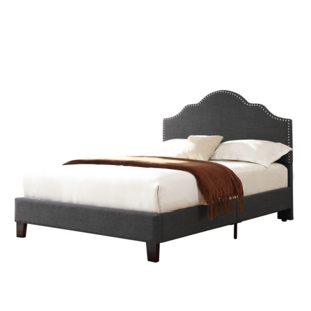 Wallace & Bay - Kirby Cockatoo Gray Queen Upholstered Bed with Nailhead, Padded Headboard, And Platform-Style Base - B510039 veiw 1