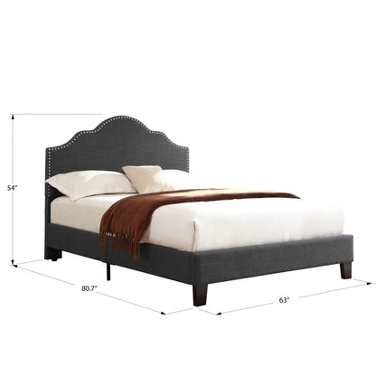 Wallace & Bay - Kirby Cockatoo Gray Queen Upholstered Bed with Nailhead, Padded Headboard, And Platform-Style Base - B510039 veiw 2