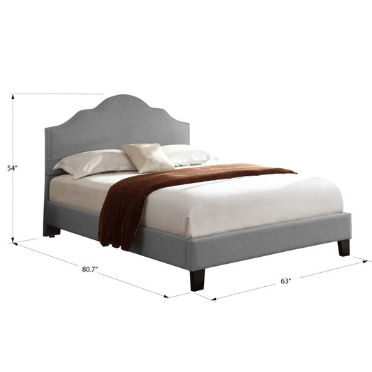 Wallace & Bay - Kirby Dove Gray Queen Upholstered Bed with Nailhead, Padded Headboard, And Platform-Style Base - B510038 veiw 2