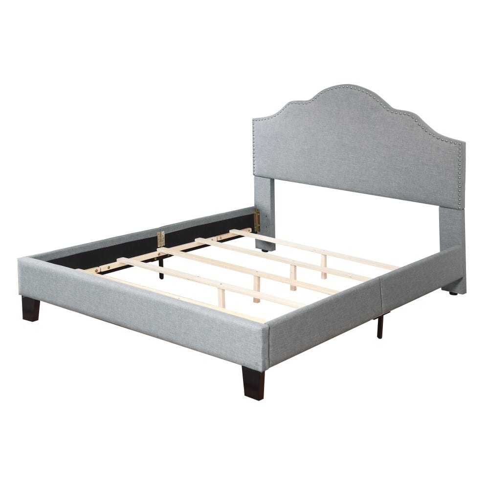 Wallace & Bay - Kirby Dove Gray Queen Upholstered Bed with Nailhead, Padded Headboard, And Platform-Style Base - B510038 veiw 5