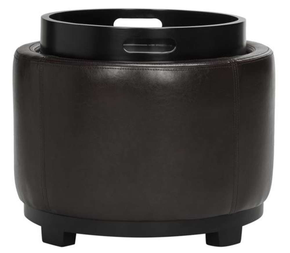 Safavieh - Chelsea Round Tray Ottoman - Brown - HUD8232A veiw 1
