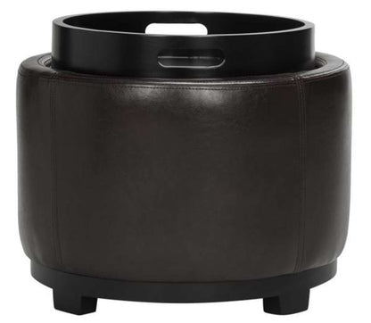 Safavieh - Chelsea Round Tray Ottoman - Brown - HUD8232A veiw 1