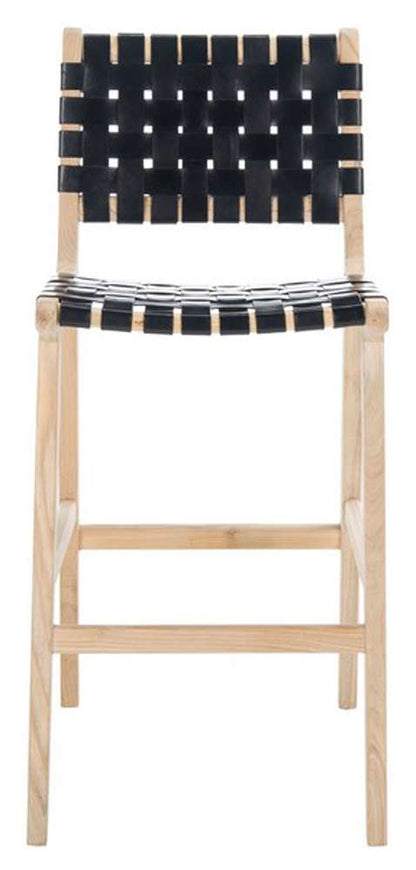 Safavieh - Adah Leather Bar Stool - Black - Natural - BST1014C veiw 1