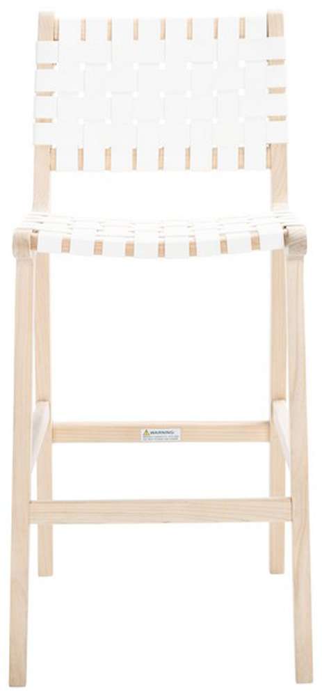 Safavieh - Adah Leather Bar Stool - White - Natural - BST1014B veiw 1