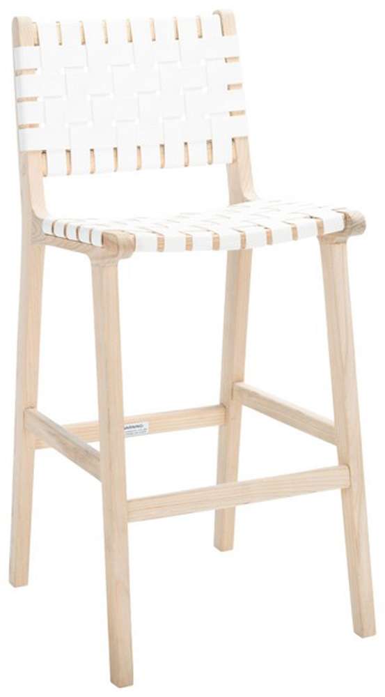 Safavieh - Adah Leather Bar Stool - White - Natural - BST1014B veiw 4