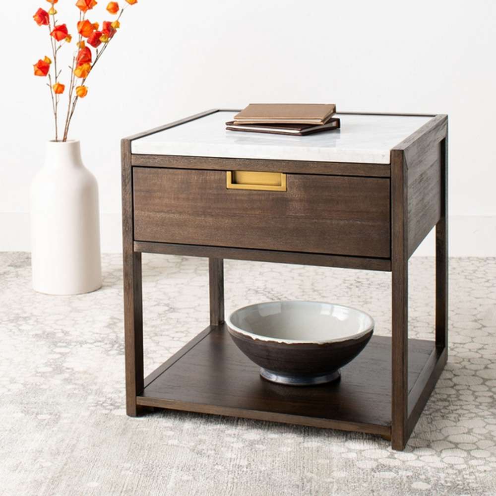 Safavieh - Adeline 1 Drawer Nightstand - Dark Chocolate - SFV7202A veiw 2