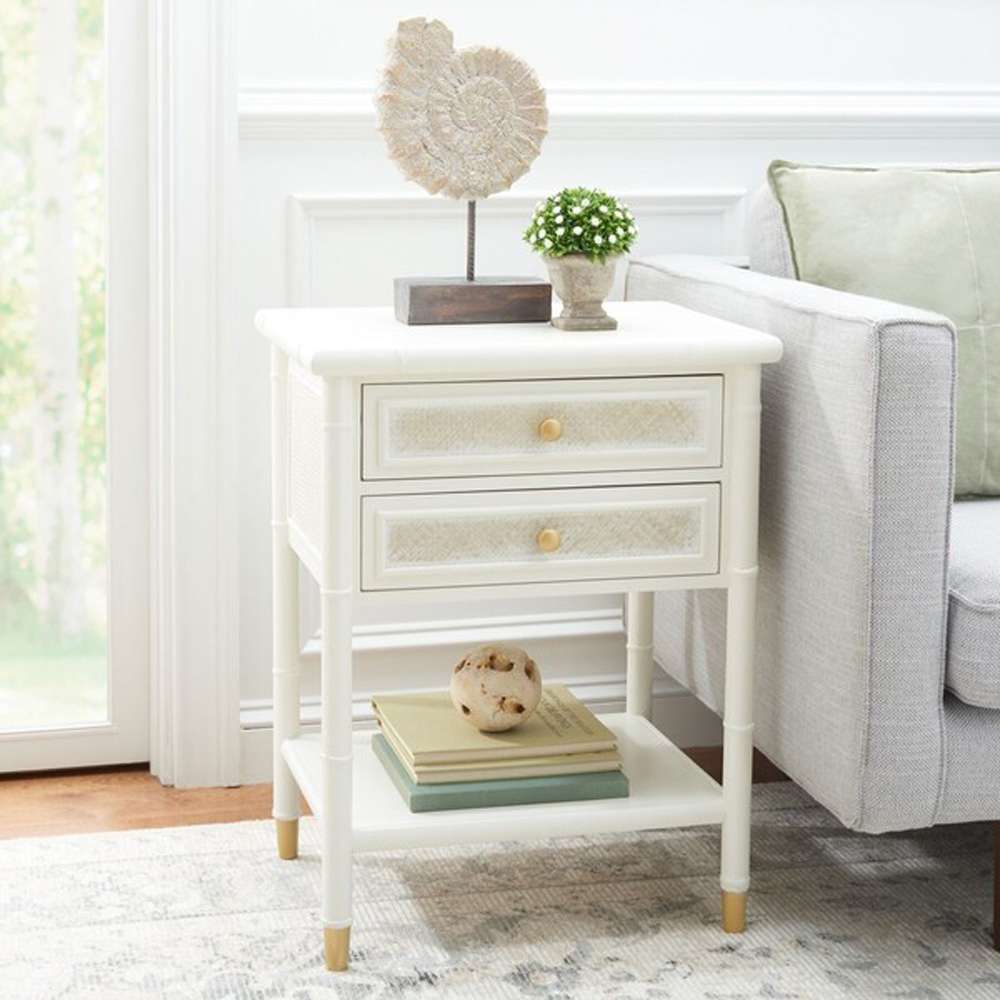 Safavieh - Ahab 2 Drw 1 Shlf Accent Table - White - Gold - ACC6606B veiw 3