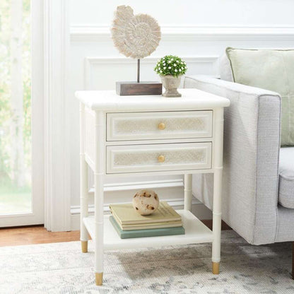 Safavieh - Ahab 2 Drw 1 Shlf Accent Table - White - Gold - ACC6606B veiw 3
