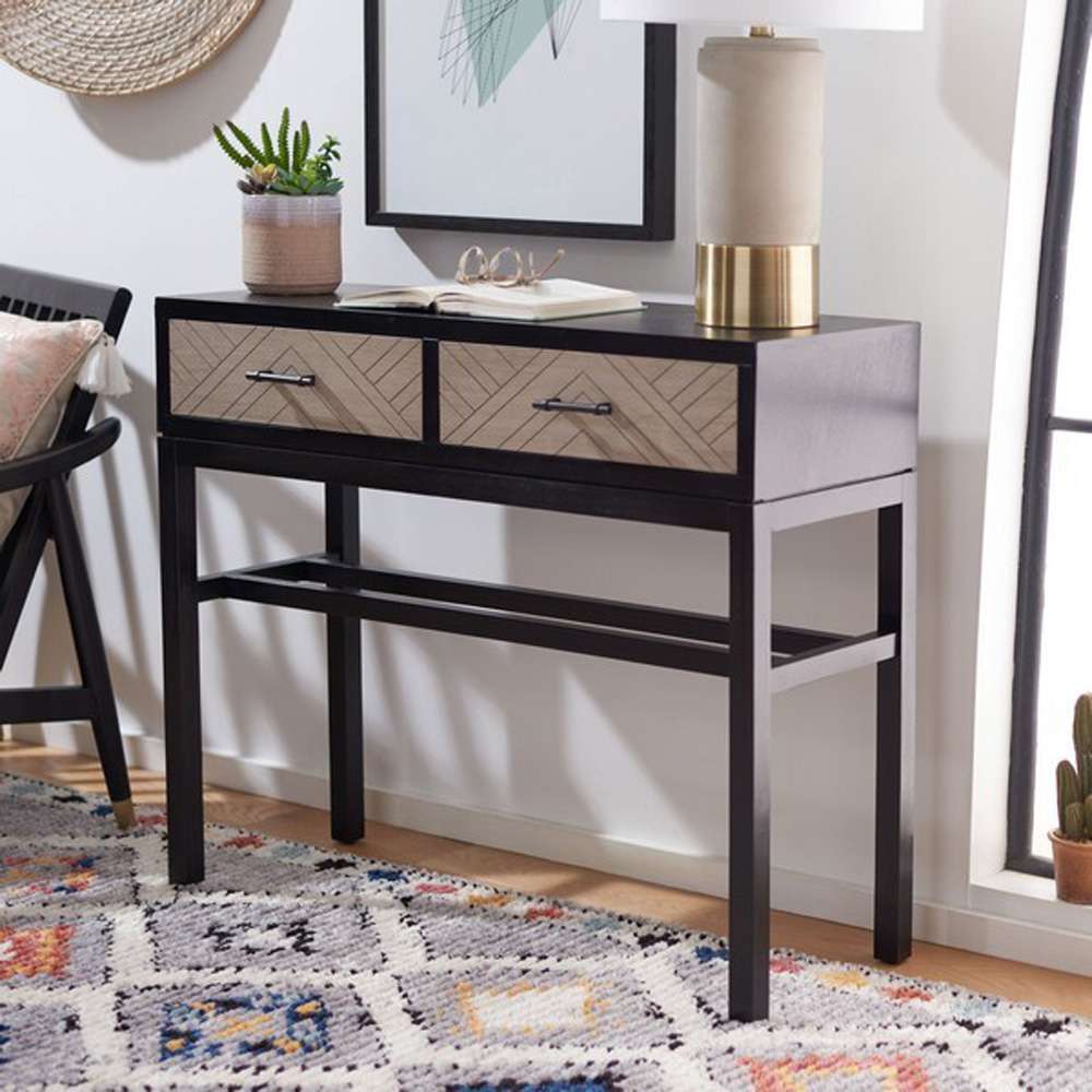 Safavieh - Ajana 2 Drw Console Table - Black - Greige - CNS5709B veiw 2