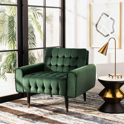 Safavieh - Amaris Tufted Accent Chair - Forest Green - Black - ACH4503D veiw 2