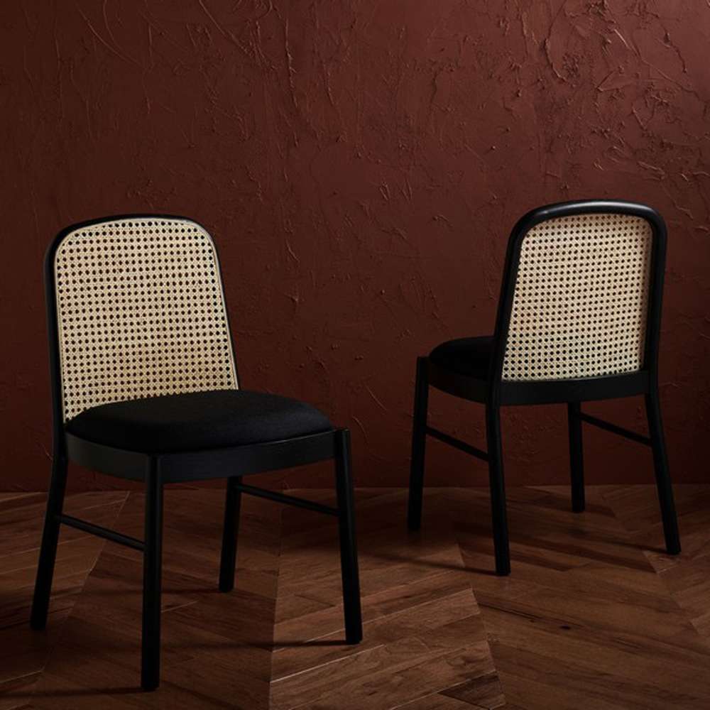 Safavieh - Annmarie Rattan Back Chair - Black - Natural  (Set of 2) - SFV4129A-SET2 veiw 3