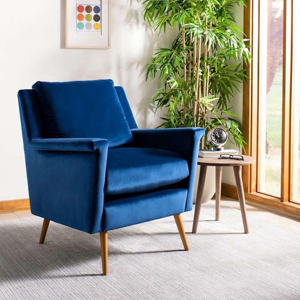 Safavieh - Astrid Mid Century Arm Chair - Navy - Natural - ACH4507A veiw 2
