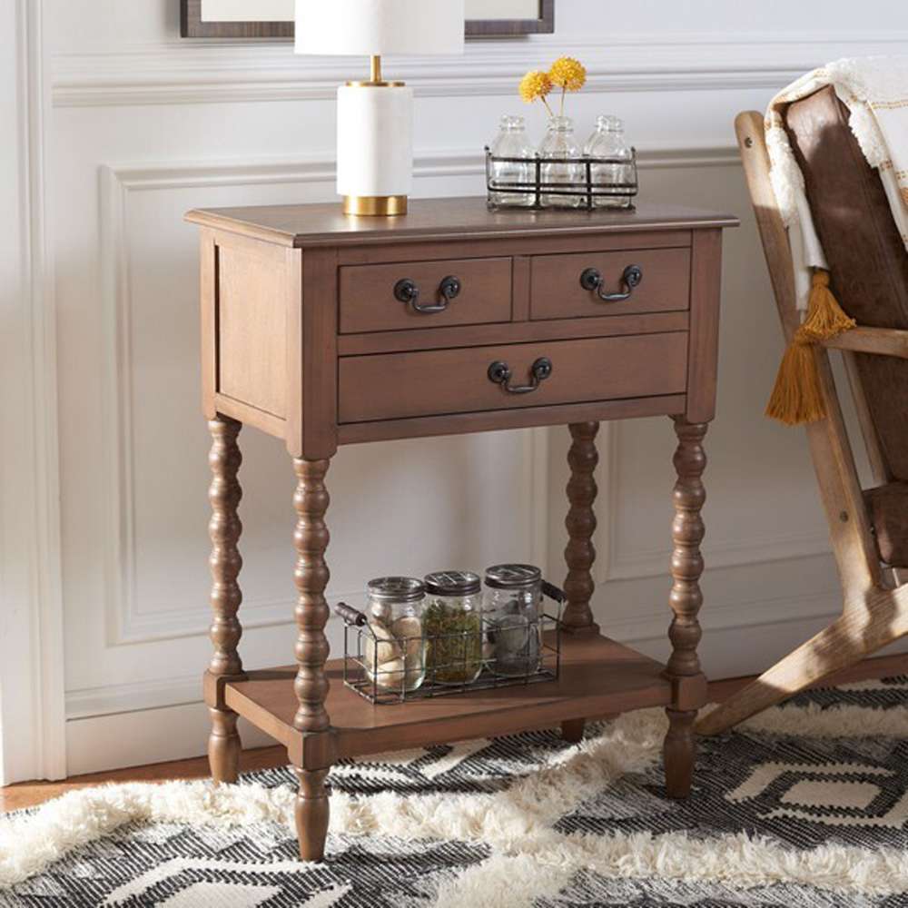 Safavieh - Athena 3 Drawer Console Table - Brown - CNS5703C veiw 2