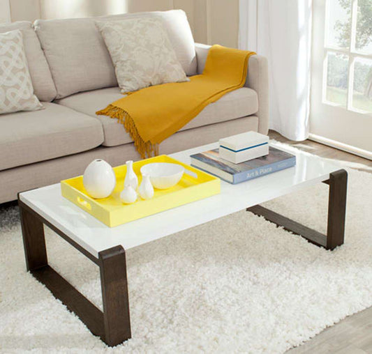 Safavieh - Bartholomew Coffee Table - White - Dark Brown - FOX4210A veiw 2