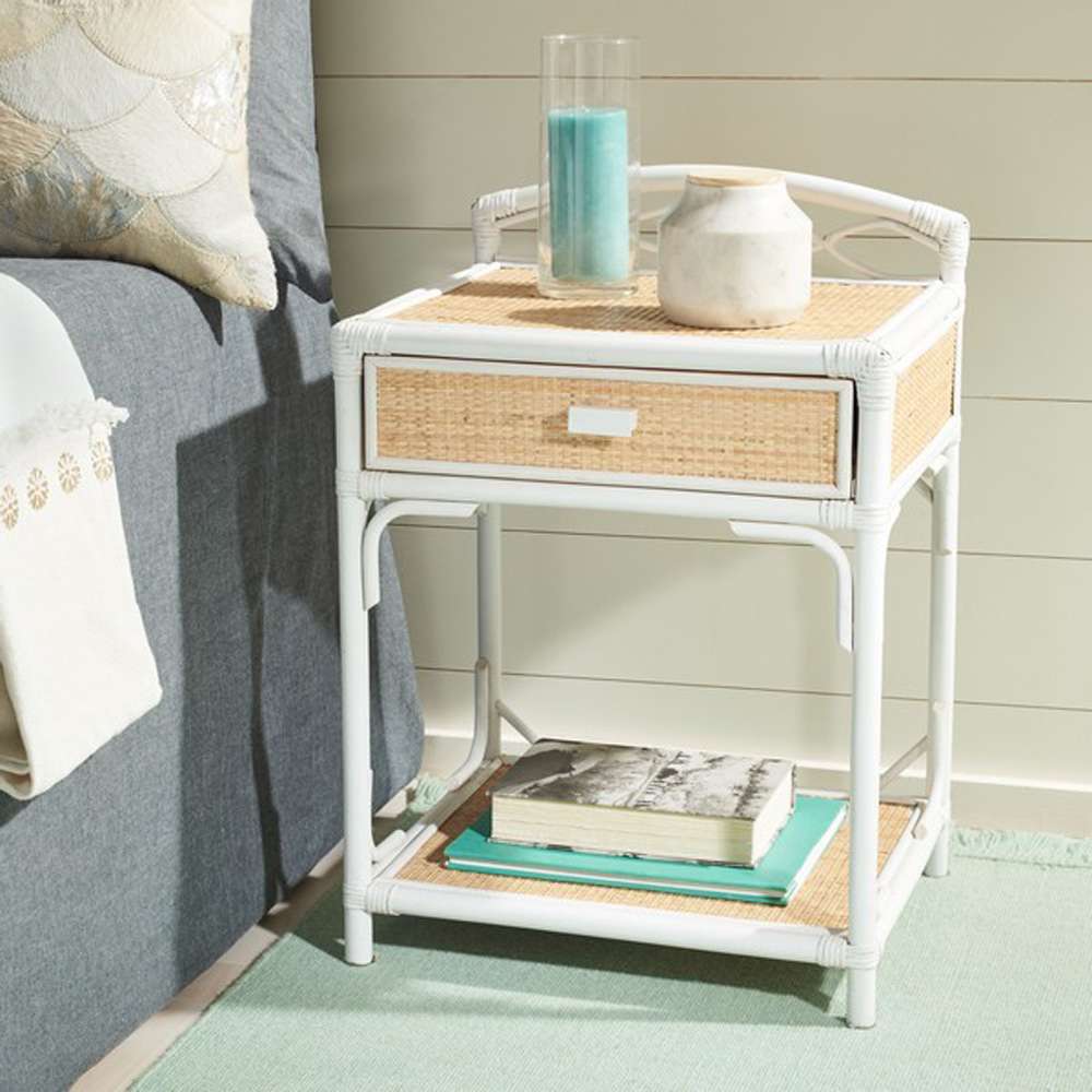 Safavieh - Bea 1 Draw 1 Shelf Nightstand - White - Natural - NST4000B veiw 2