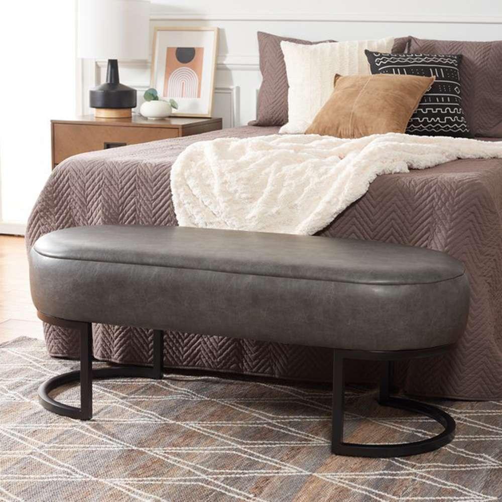 Safavieh - Bellezza Oval Bench - Grey - Black - BCH6403A veiw 2