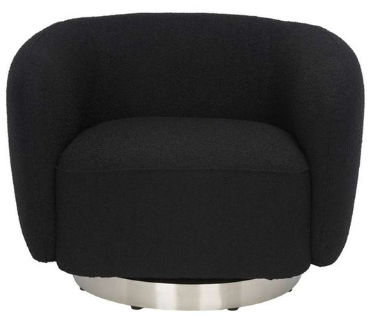 Safavieh - Bernard Swivel Accent Chair - Black - Chrome - SFV5018B veiw 1