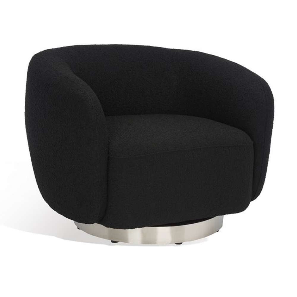 Safavieh - Bernard Swivel Accent Chair - Black - Chrome - SFV5018B veiw 4