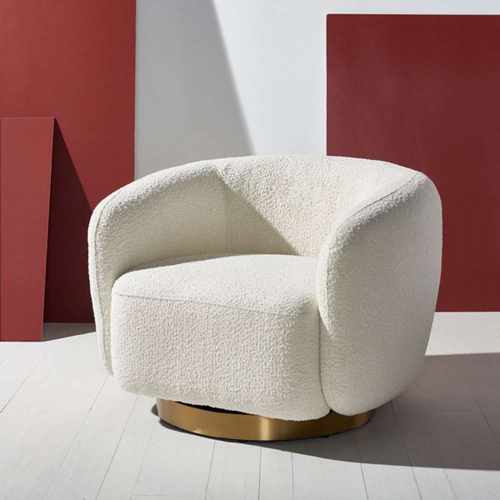 Safavieh - Bernard Swivel Accent Chair - Ivory - Gold - SFV5018A veiw 3