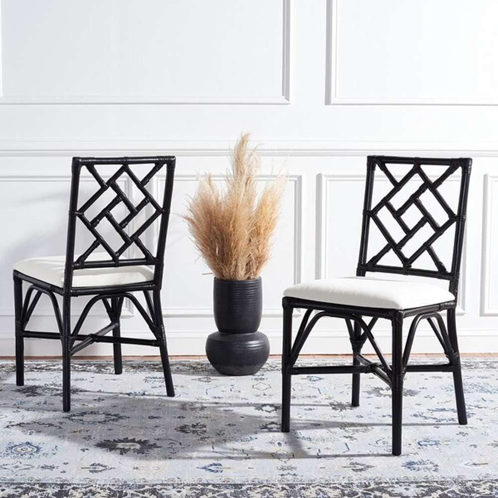Safavieh - Bhumi Accent Chair W/ Cushion - White - Black  (Set of 2) - ACH6509C-SET2 veiw 2