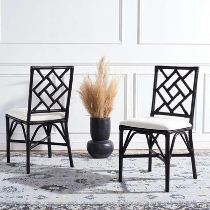 Safavieh - Bhumi Accent Chair W/ Cushion - White - Black  (Set of 2) - ACH6509C-SET2 veiw 2