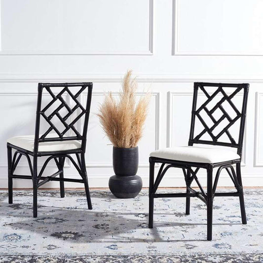 Safavieh - Bhumi Accent Chair W/ Cushion - White - Black  (Set of 2) - ACH6509C-SET2 veiw 2