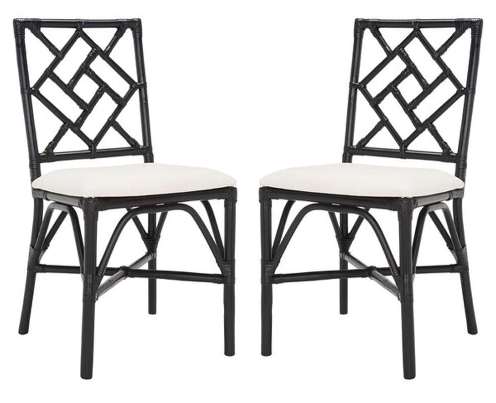 Safavieh - Bhumi Accent Chair W/ Cushion - White - Black  (Set of 2) - ACH6509C-SET2 veiw 3