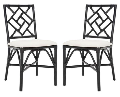 Safavieh - Bhumi Accent Chair W/ Cushion - White - Black  (Set of 2) - ACH6509C-SET2 veiw 3