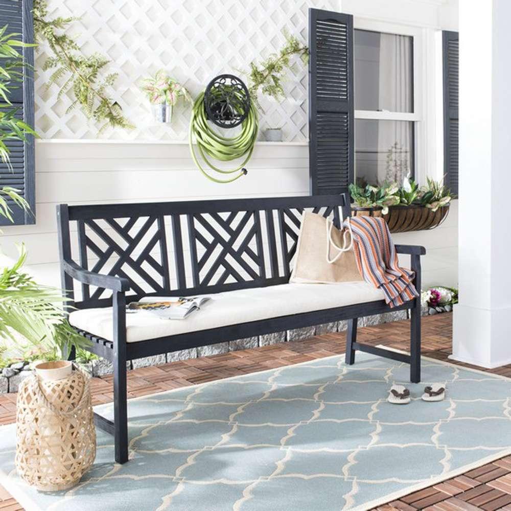 Safavieh - Bradbury 3 Seat Bench - Dark Slate Gray - Beige - PAT6738K veiw 2