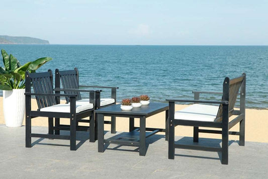Safavieh - Burbank 4 Pc Outdoor Set - Black - Beige - PAT7006C veiw 1