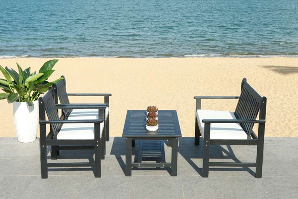 Safavieh - Burbank 4 Pc Outdoor Set - Black - Beige - PAT7006C veiw 2