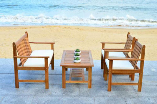 Safavieh - Burbank 4 Pc Outdoor Set - Natural - Beige - PAT7006A veiw 1