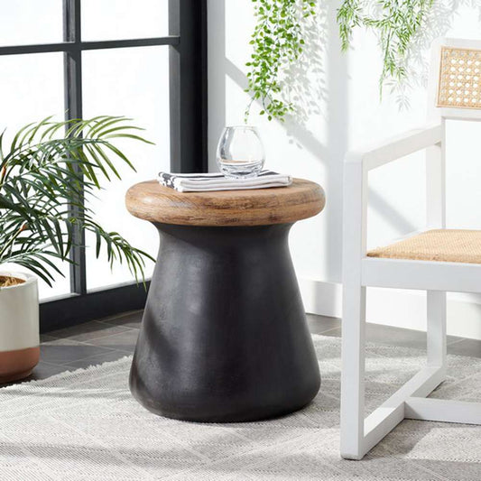 Safavieh - Button In/Outdoor Accent Stool - Black - VNN1005C veiw 2