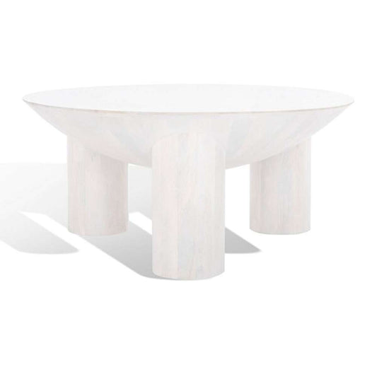Safavieh - Calhoun Round Wood Coffee Tablle - White Washed - SFV9705B veiw 1