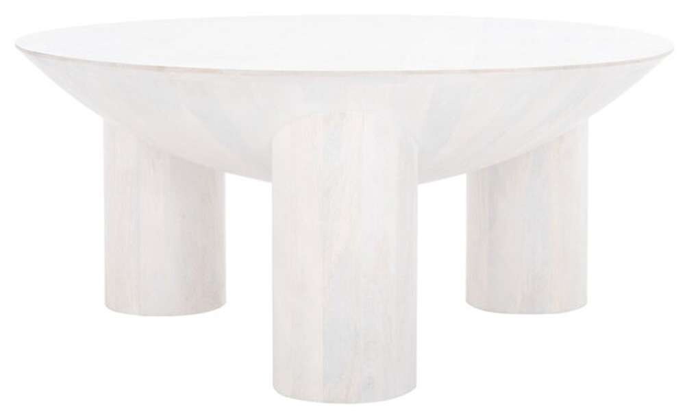 Safavieh - Calhoun Round Wood Coffee Tablle - White Washed - SFV9705B veiw 2